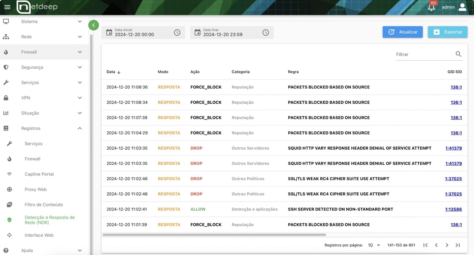 NDS Firewall - Registros Firewall